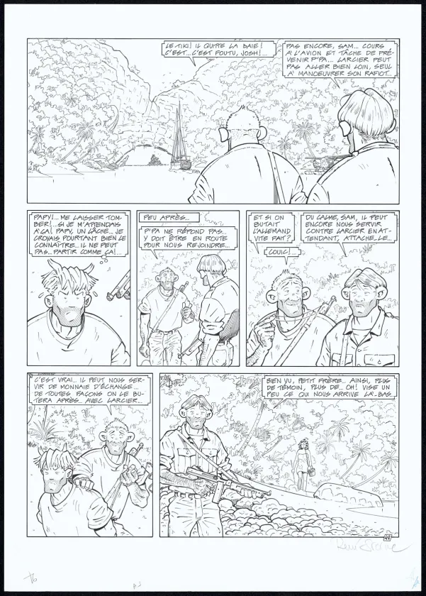 Black and white original page, Adler, L'Île perdue (T.6), René Sterne