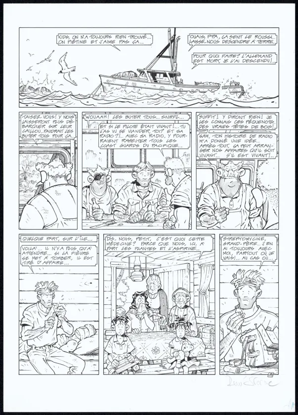 Planche noir et blanc, Adler, L'Île perdue (T.6), René Sterne
