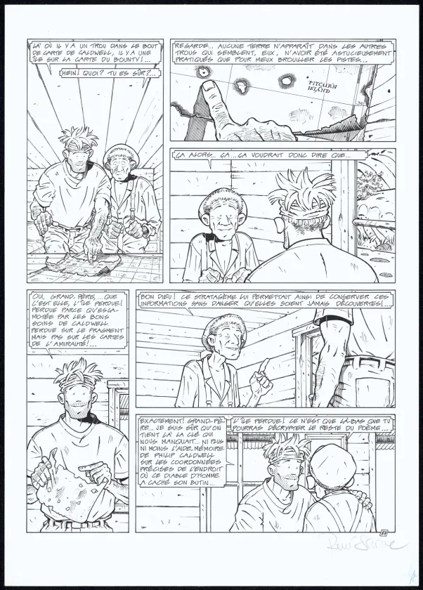 Planche noir et blanc, Adler, L'Île perdue (T.6), René Sterne