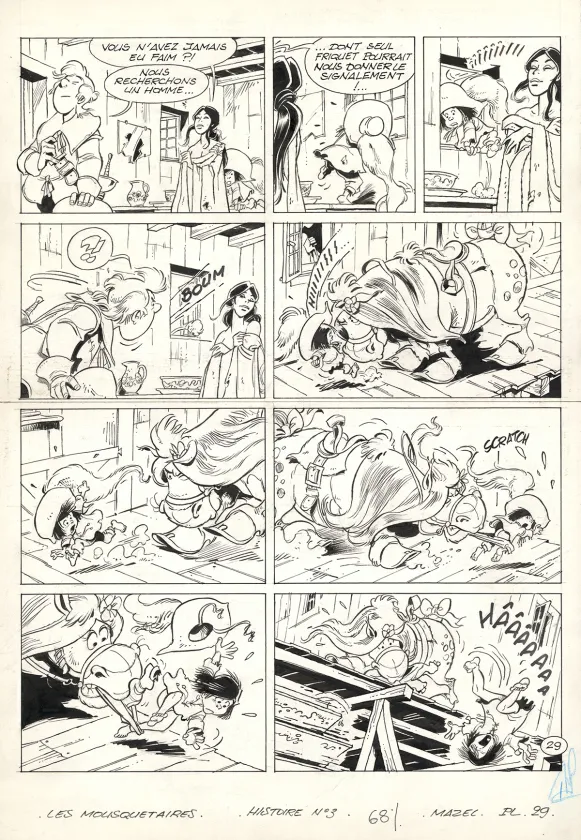 Planche noir et blanc, Les Mousquetaires, La Tour de Nesle (T.6),  Mazel