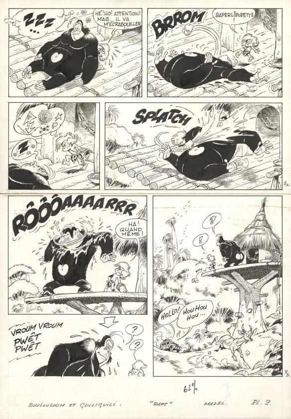 Black and white original page, Boulouloum et Guiliguili (Les jungles perdues) , Rapt (T.6),  Mazel