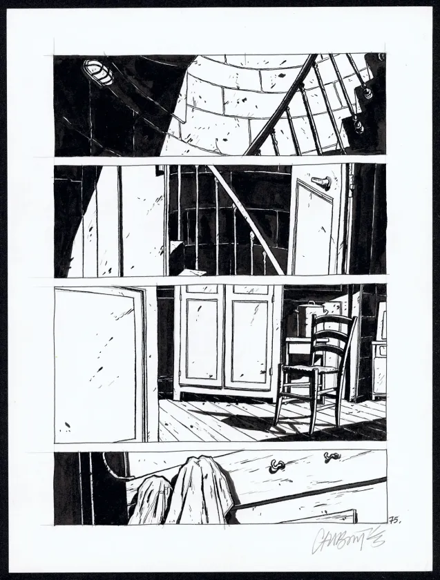 Black and white original page, Tout seul, Christophe Chabouté