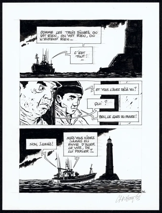 Black and white original page, Tout seul, Christophe Chabouté