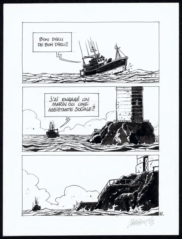 Black and white original page, Tout seul, Christophe Chabouté