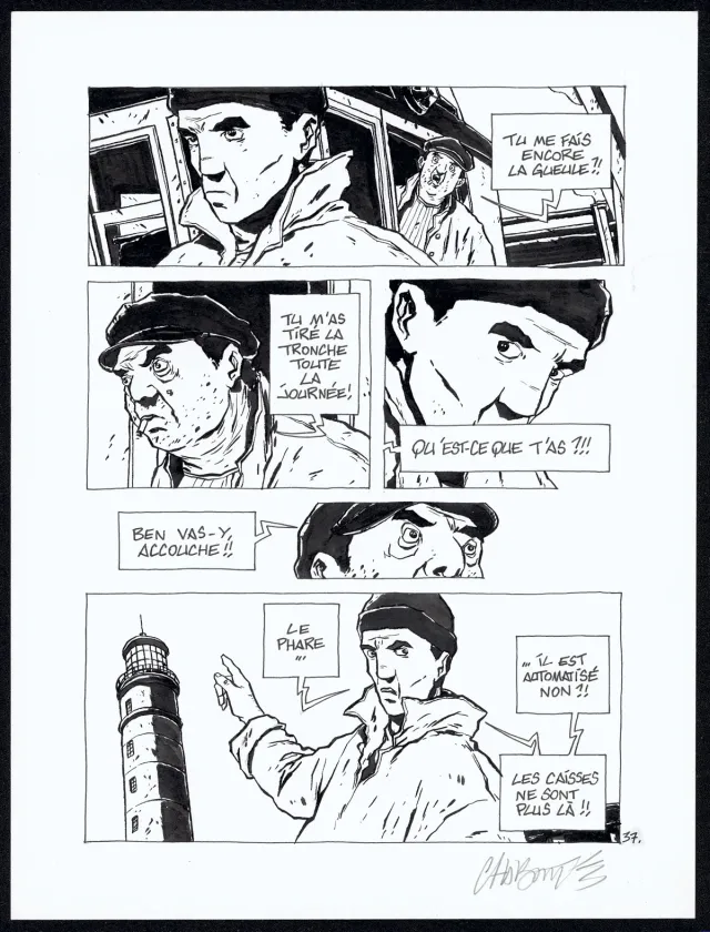 Black and white original page, Tout seul, Christophe Chabouté