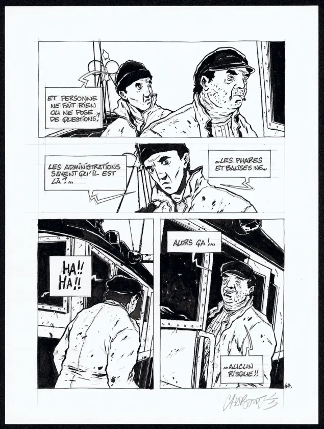 Black and white original page, Tout seul, Christophe Chabouté