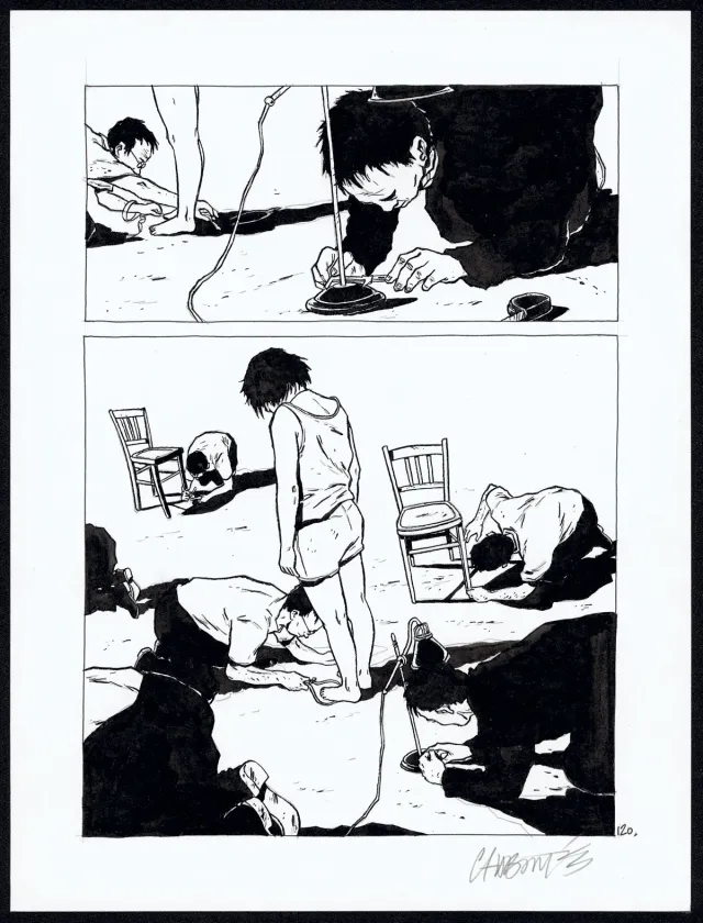 Planche noir et blanc, Tout seul, Christophe Chabouté