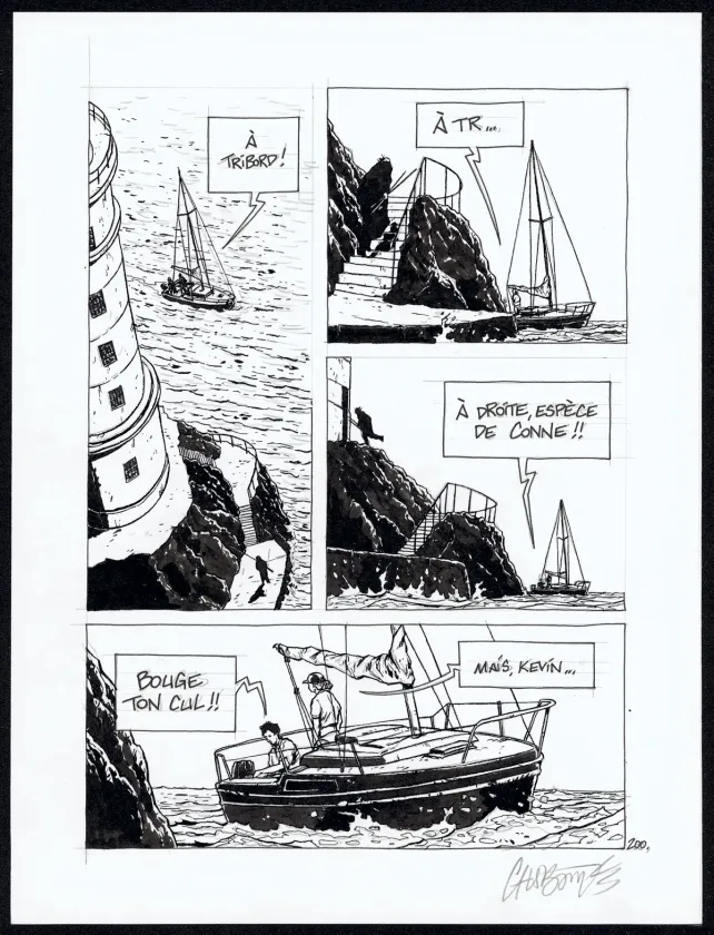 Black and white original page, Tout seul, Christophe Chabouté