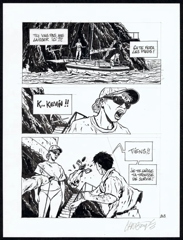 Black and white original page, Tout seul, Christophe Chabouté