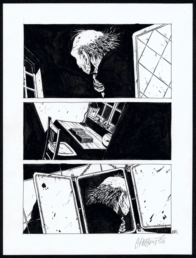 Black and white original page, Tout seul, Christophe Chabouté