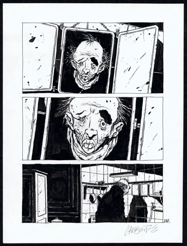 Black and white original page, Tout seul, Christophe Chabouté
