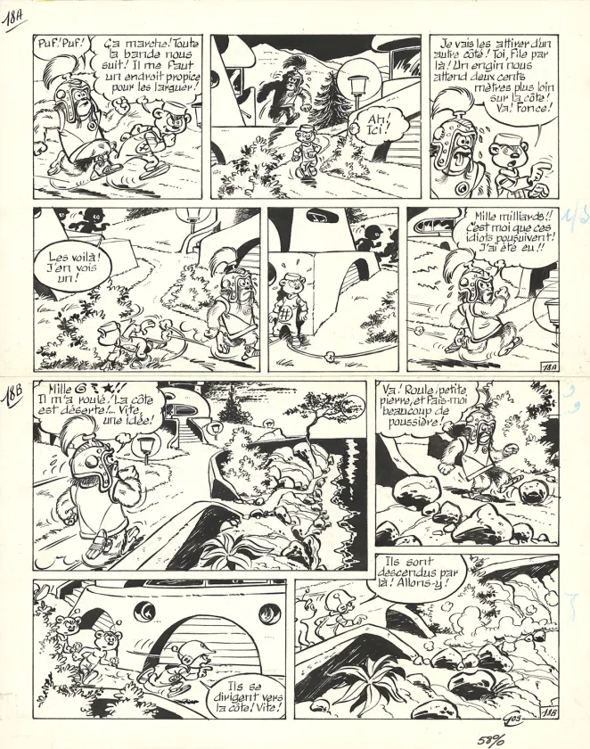 Black and white original page, Le Scrameustache, Le Renégat (T.11), Roland Gos