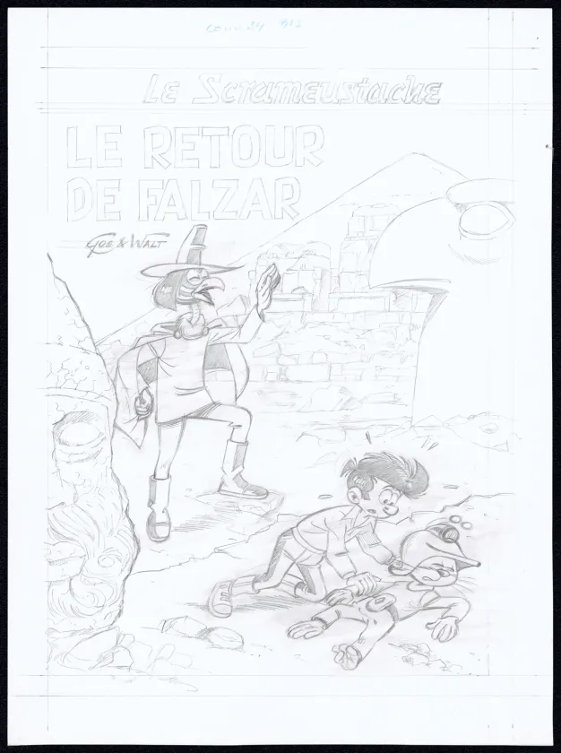 Projet de couverture, Le Scrameustache, Le retour de Falzar (T.34),  Gos / Walt