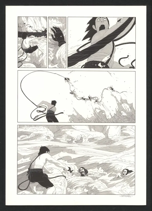 Black and white original page, Les Ogres-Dieux, Le Grand Homme (T.3), Bertrand Gatignol