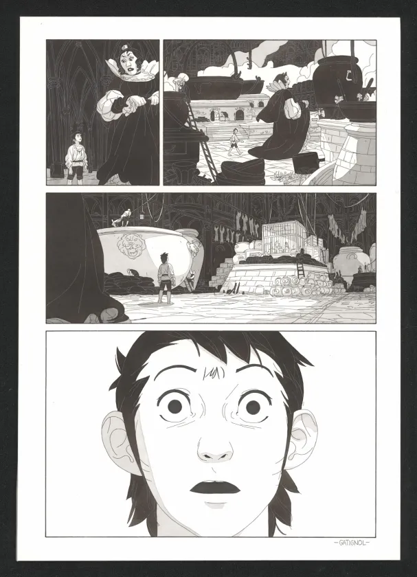 Planche noir et blanc, Les Ogres-Dieux, Petit (T.1), Bertrand Gatignol