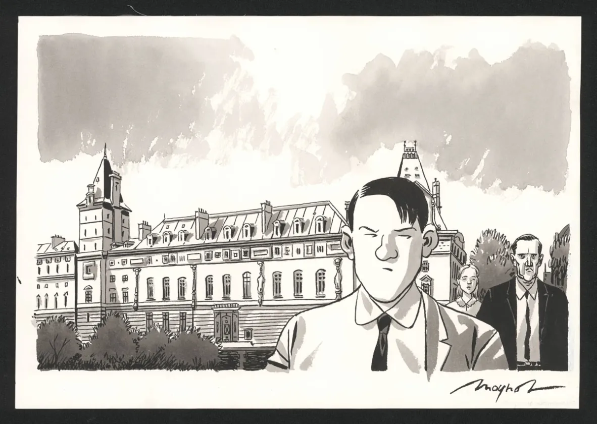 Black and white illustration, Nestor Burma, Emmanuel Moynot