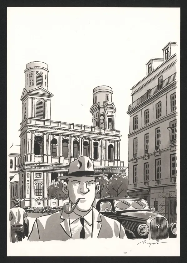 Illustration noir et blanc, Nestor Burma, Emmanuel Moynot