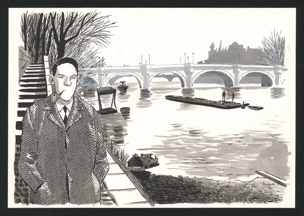 Black and white illustration, Nestor Burma, Emmanuel Moynot
