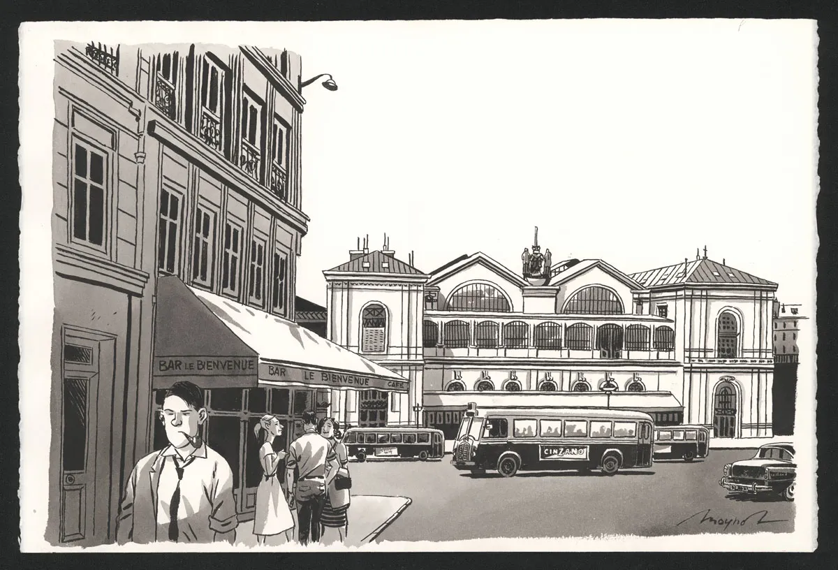 Illustration noir et blanc, Nestor Burma, Emmanuel Moynot