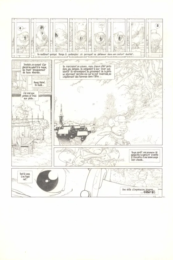 Planche noir et blanc, Le Vent dans les Saules , Auto, Crapaud, Blaireau (T.2), Michel Plessix