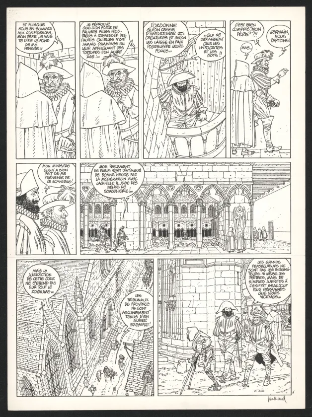 Planche noir et blanc, Les 7 Vies de l'Épervier, Hyronimus (T.4), André Juillard