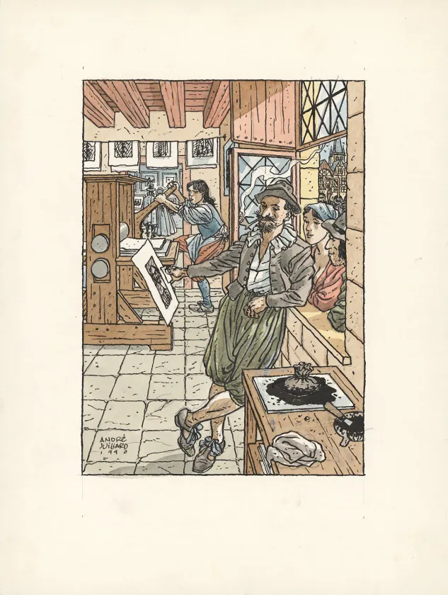 Colored illustration, Les 7 Vies de l'Épervier, André Juillard