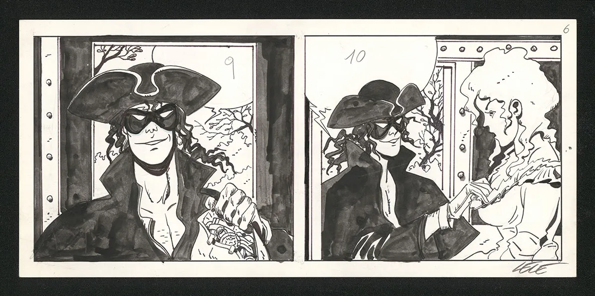 Black and white original page, Dick Turpin, Lele Vianello