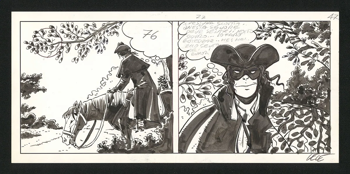 Planche noir et blanc, Dick Turpin, Lele Vianello