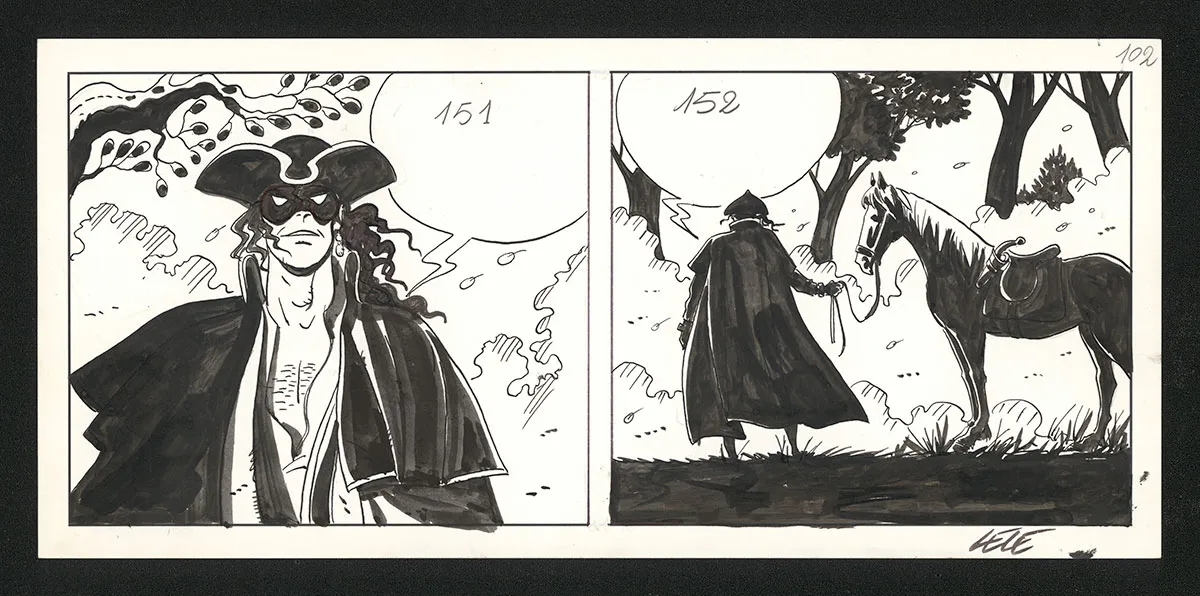 Planche noir et blanc, Dick Turpin, Lele Vianello