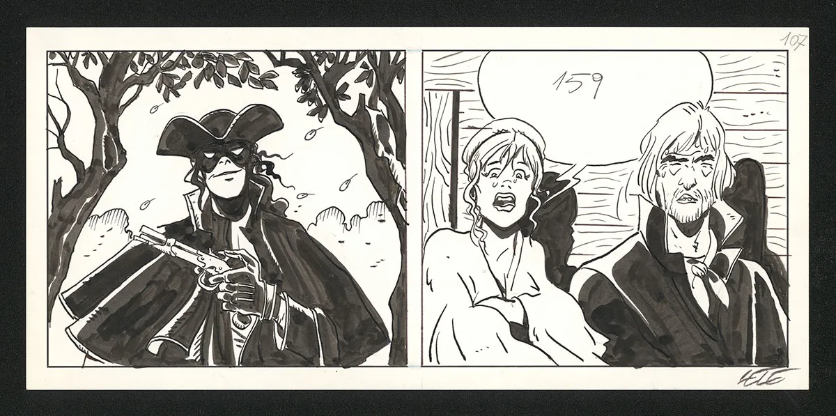 Black and white original page, Dick Turpin, Lele Vianello