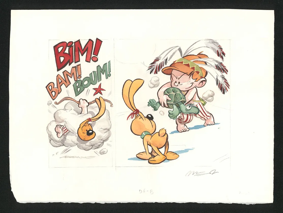 Colored original page, Boule et Bill, Noël indien (T.2), José Luis Munuera