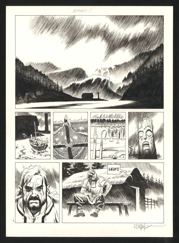 Planche noir et blanc, Asgard, Pied-de-fer (T.1), Ralph Meyer