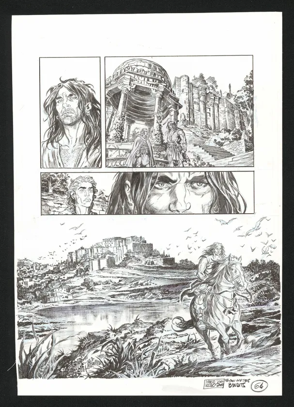 Black and white original page, Conan le Cimmérien, La Maison aux trois bandits (T.10), Paolo Martinello 