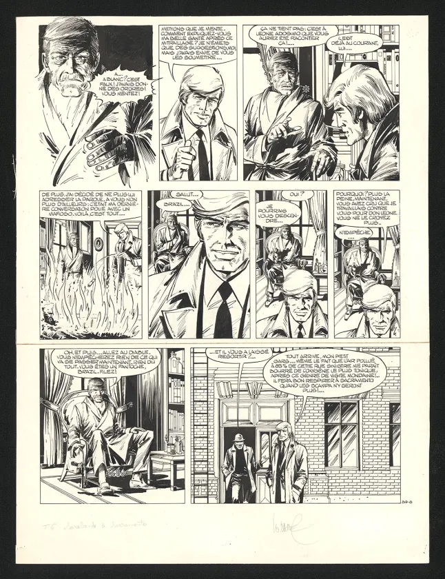 Black and white original page, Bruno Brazil, Sarabande à Sacramento (T.6), William Vance