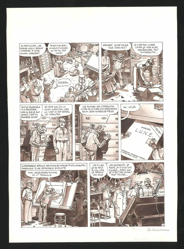 Planche noir et blanc, Voyage au bout de la lune, Daniel Goossens