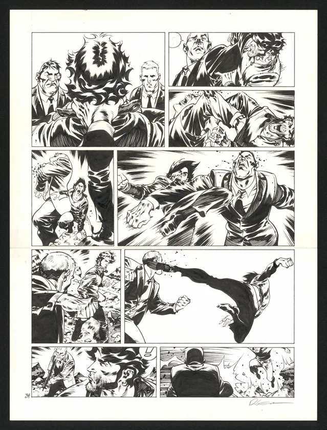 Planche noir et blanc, Jazz Maynard, Trois corbeaux (T.6),  Roger