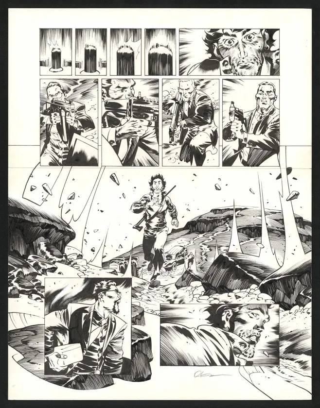 Planche noir et blanc, Jazz Maynard, Trois corbeaux (T.6),  Roger