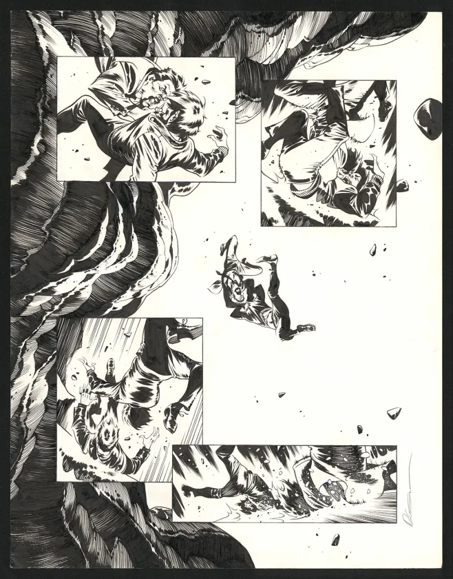 Black and white original page, Jazz Maynard, Trois corbeaux (T.6),  Roger