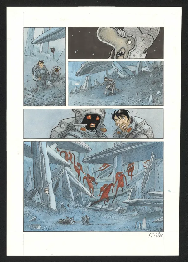Colored original page, Orbital, Contacts (T.8), Serge Pellé