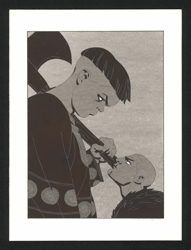 Black and white illustration, Les Ogres-Dieux, La Première née (T.4), Bertrand Gatignol
