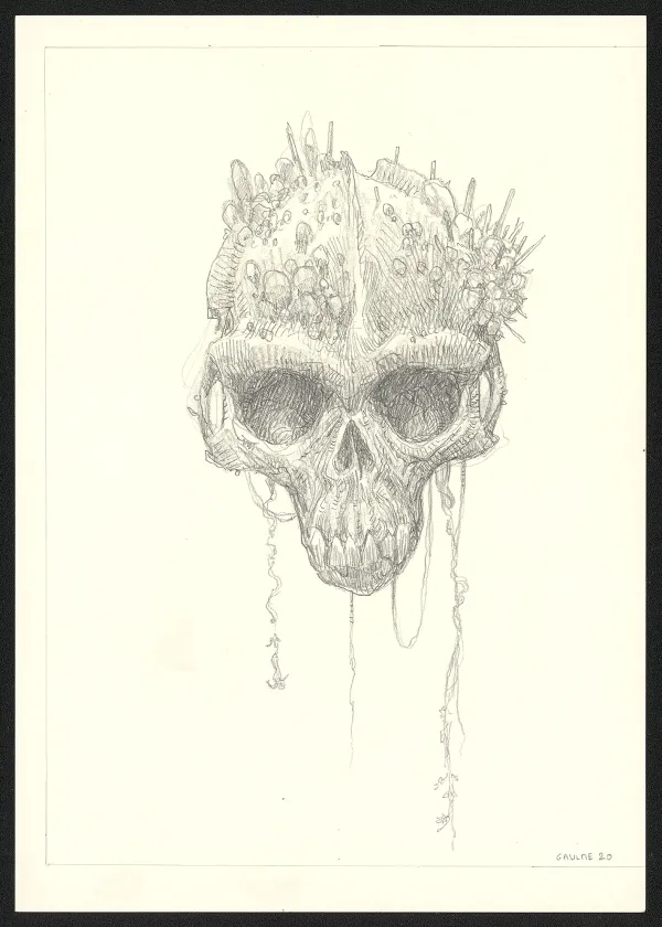 Illustration noir et blanc, Les Carnets Lovecraft, Les Rats dans les murs, Armel Gaulme
