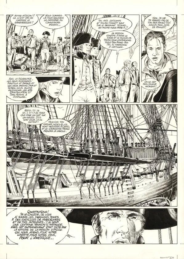 Planche noir et blanc, USS Constitution, Livre I - La Justice à terre est souvent pire qu'en mer (T.1), Franck Bonnet