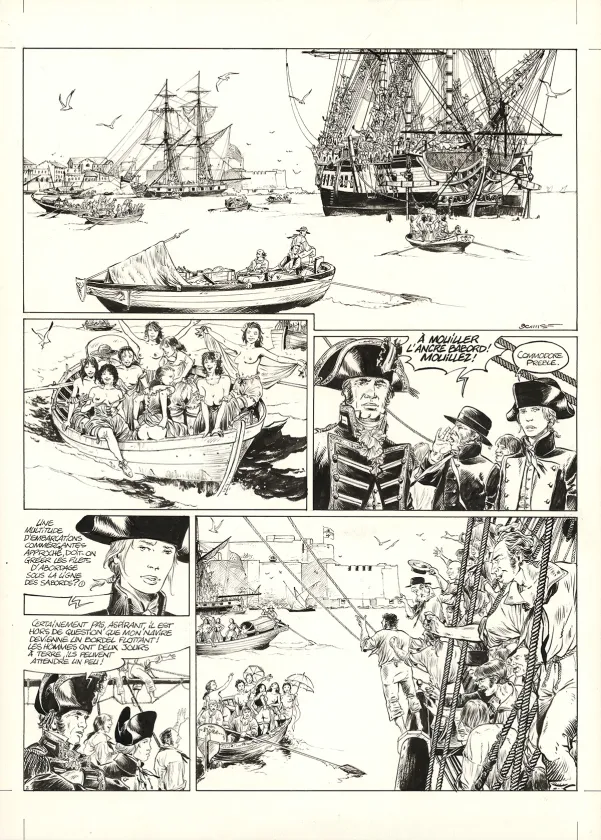 Planche noir et blanc, USS Constitution, Livre II - Il y a deux justices en mer, celle des gradés et celle des sans grades (T.2), Franck Bonnet
