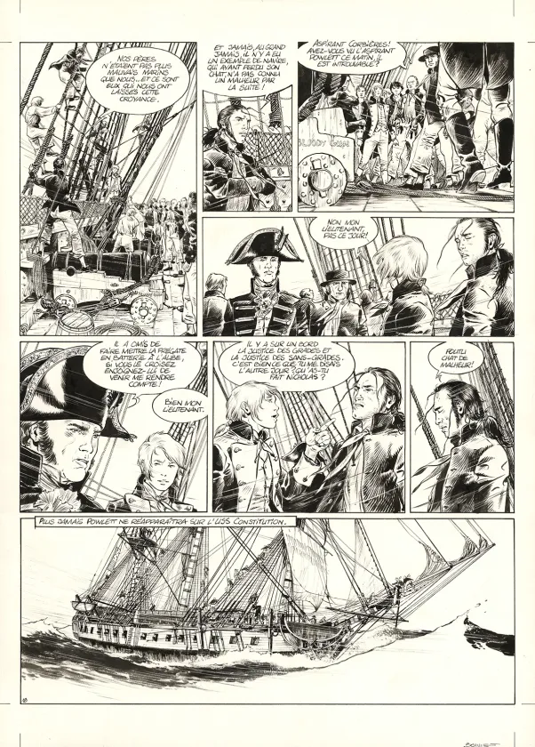 Planche noir et blanc, USS Constitution, Livre II - Il y a deux justices en mer, celle des gradés et celle des sans grades (T.2), Franck Bonnet