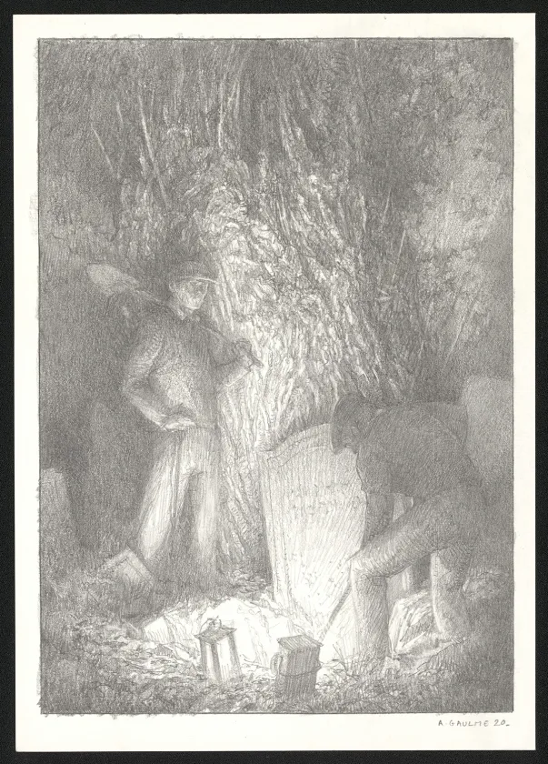 Black and white illustration, Les Carnets Lovecraft, Le Molosse, Armel Gaulme