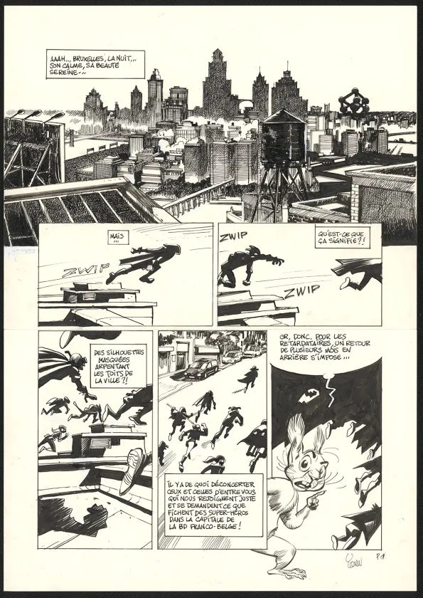 Black and white original page, SuperGroom, Héros malgré lui (T.1),  Yoann
