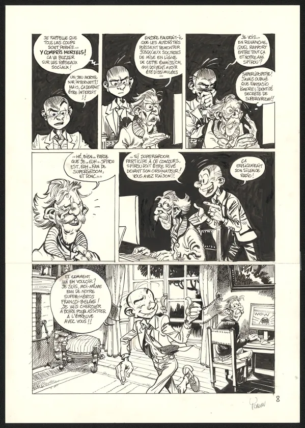 Black and white original page, SuperGroom, La Guerre olympique (T.2),  Yoann