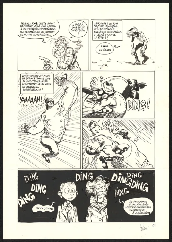 Planche noir et blanc, SuperGroom, La Guerre olympique (T.2),  Yoann