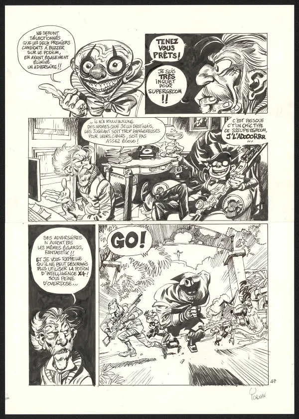 Black and white original page, SuperGroom, La Guerre olympique (T.2),  Yoann