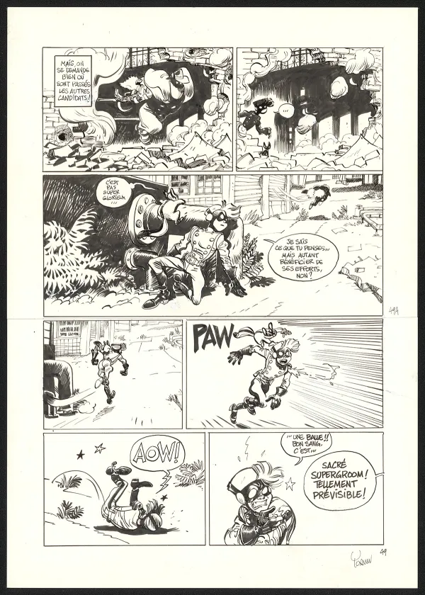 Black and white original page, SuperGroom, La Guerre olympique (T.2),  Yoann